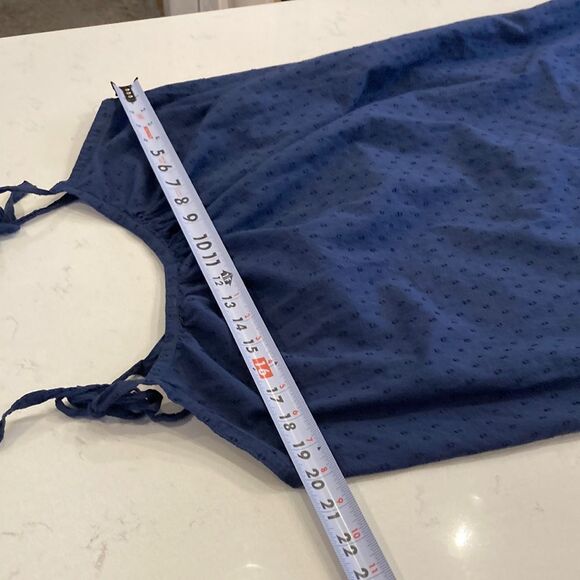 Emerson Fry Curation 100% Organic Cotton Swiss Dot India Dress in Navy Size L - Picture 7 of 10
